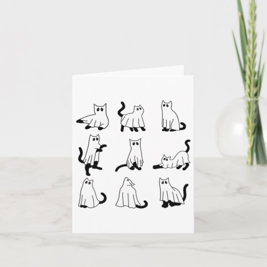 Carte Affaire Halloween Spooky Cute Black Cats Kitty Gho (Devant)