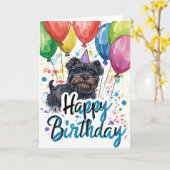Carte Affenpinscher avec ballons Anniversaire (Fleur jaune)