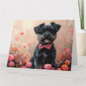 Carte Affenpinscher avec des roses - Saint-Valentin (Devant)