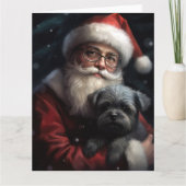 Carte Affenpinscher avec Noël Festif du Père Noël (Devant)