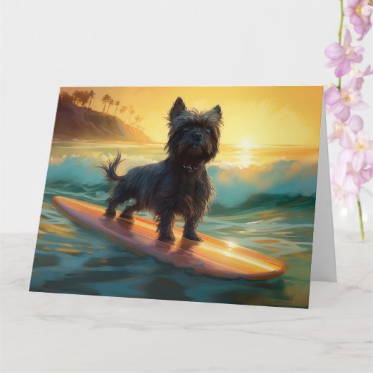 Carte Affenpinscher Beach Surf Peinture (Orchidée)