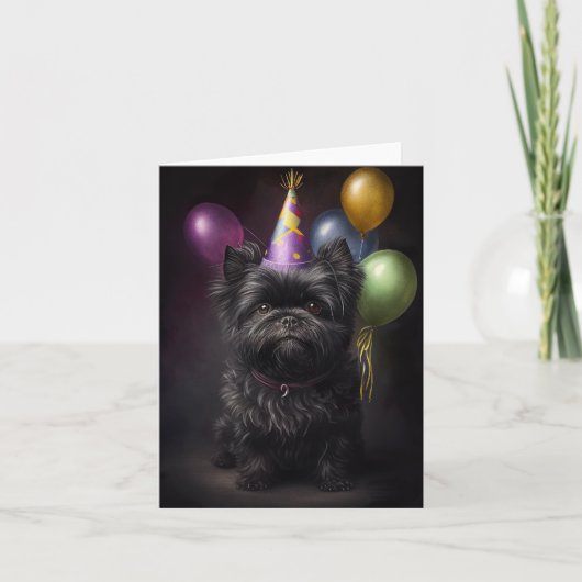 Carte Affenpinscher Chien Ballons d'anniversaire (Devant)