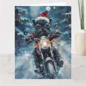 Carte Affenpinscher Chien équitation Moto Noël (Devant)