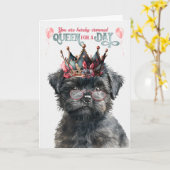Carte Affenpinscher Dog Queen pour une journée d'anniver (Fleur jaune)