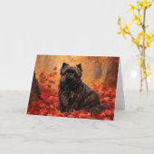 Carte Affenpinscher en automne Feuilles automne Inspiré (Fleur jaune)