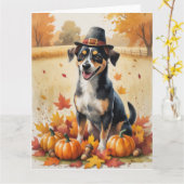 Carte Affenpinscher en automne quitte Thanksgiving Art (Fleur jaune)