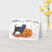Carte Affenpinscher Halloween (Fleur jaune)