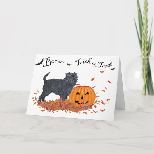 Carte Affenpinscher Halloween (Devant)