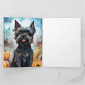 Carte Affenpinscher Halloween avec citrouilles effrayant (Intérieur)