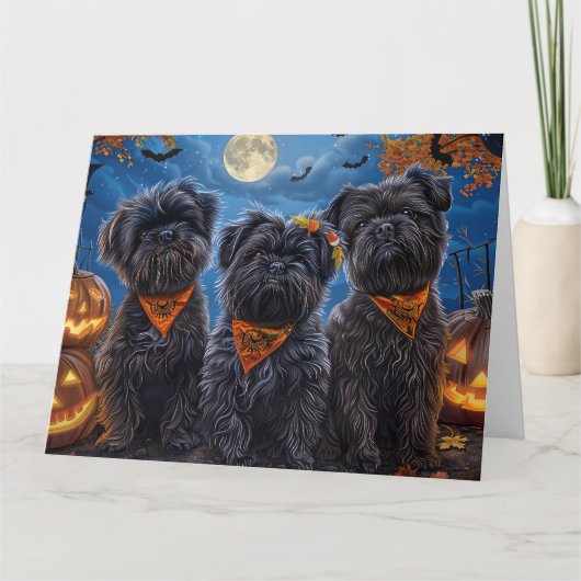 Carte Affenpinscher Halloween Éffrayant (Devant)