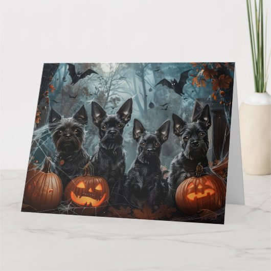 Carte Affenpinscher Halloween nuit chien délice (Devant)