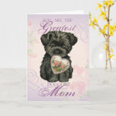 Carte Affenpinscher Heart Mom (Fleur jaune)