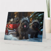 Carte Affenpinscher Snowy Sleigh Ride Décor de Noël (Devant)