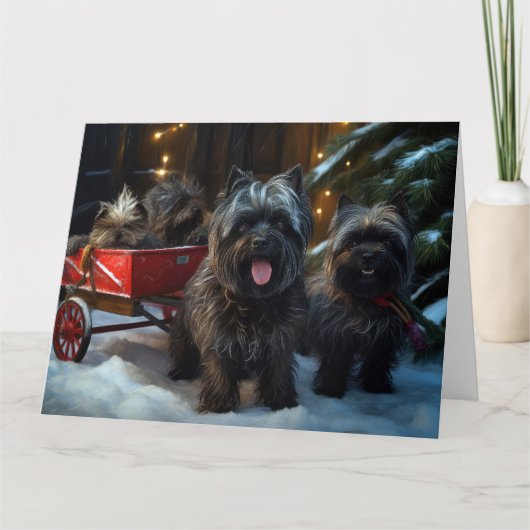 Carte Affenpinscher Snowy Sleigh Ride Décor de Noël (Devant)
