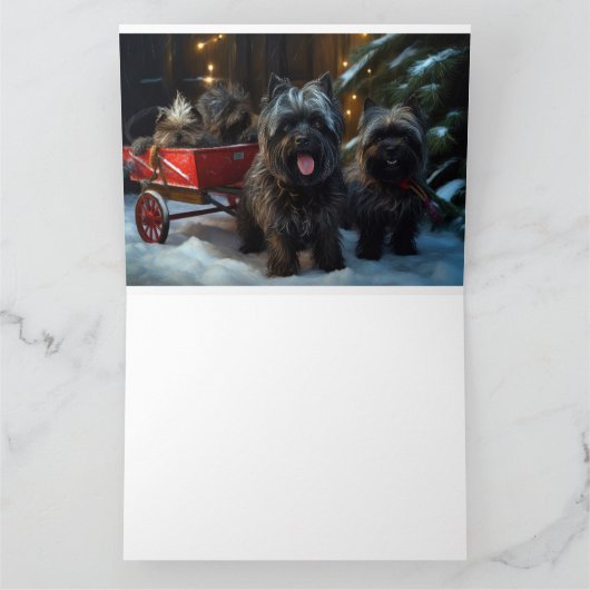 Carte Affenpinscher Snowy Sleigh Ride Décor de Noël (Intérieur)