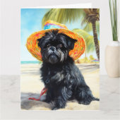 Carte Affenpinscher sur la plage, cadeau d'été pour les (Devant)