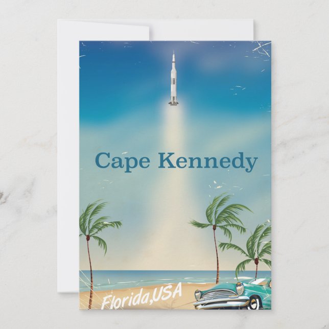 Carte Affiche ancienne de la fusée Saturne cinq du cap K (Devant)