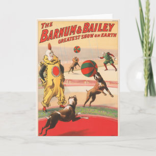 Carte Affiche De Cirque Montrant Des Clowns Avec Des Chi