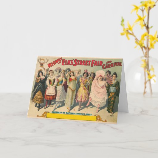 Carte Affiche De Cirque Montrant Des Femmes En Costume N (Fleur jaune)