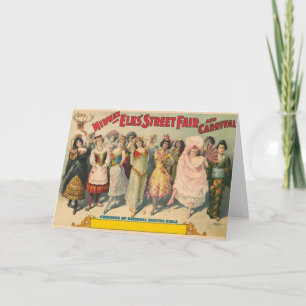 Carte Affiche De Cirque Montrant Des Femmes En Costume N