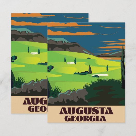 Carte Affiche de golf d'Augusta Géorgie (Devant / Derrière)