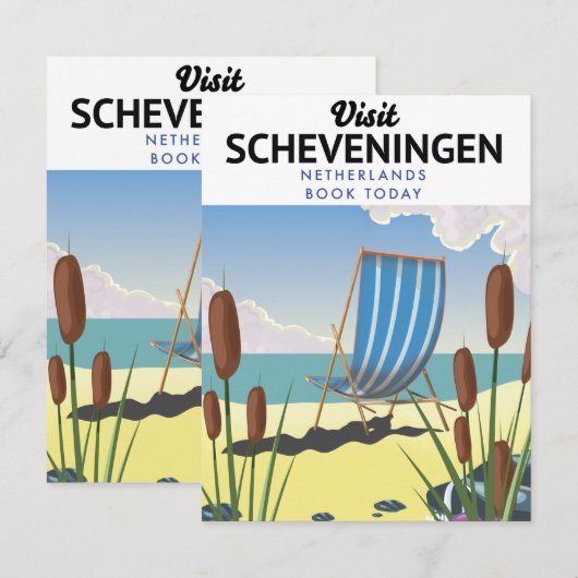 Carte Affiche de la plage de Scheveningen aux Pays-Bas (Devant / Derrière)