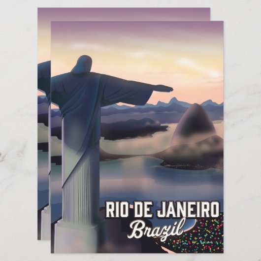 Carte Affiche de Rio de Janeiro Brésil. (Devant / Derrière)