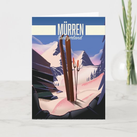 Carte Affiche de ski de Murren Suisse impression d'art. (Devant)