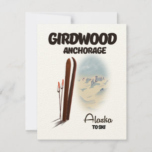 Carte Affiche de ski Girdwood Anchorage Alaska