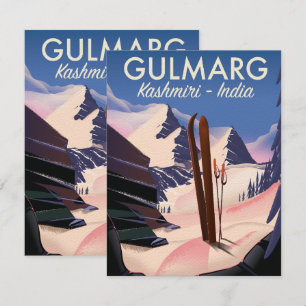 Carte Affiche de ski Gulmarg Kashmiri Inde