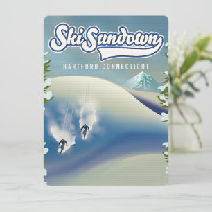 Carte Affiche de ski Sundown Hartford Connecticut
