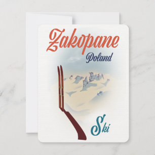 Carte Affiche de ski Zakopane Pologne