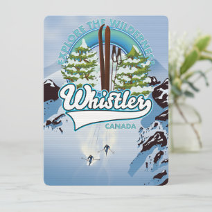 Carte affiche de voyage à ski de Whistler Canada.