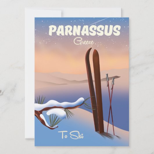 Carte Affiche de voyage à ski Parnasse Grèce (Devant)