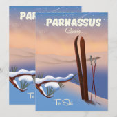 Carte Affiche de voyage à ski Parnasse Grèce (Devant / Derrière)