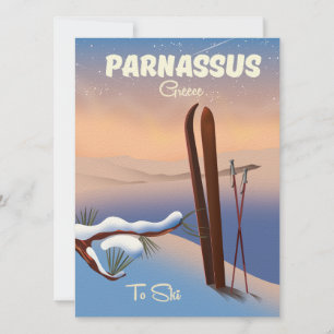 Carte Affiche de voyage à ski Parnasse Grèce
