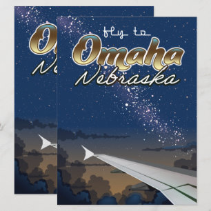 Carte Affiche de voyage aérien vintage Omaha, Nebraska