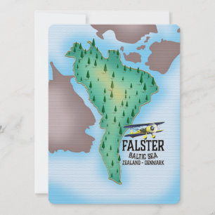 Carte Affiche de voyage de Falster Island Danemark.