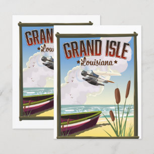Carte Affiche de voyage de Grand Isle, Louisiane 