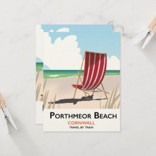 Carte Affiche de voyage de la plage de Porthmeor