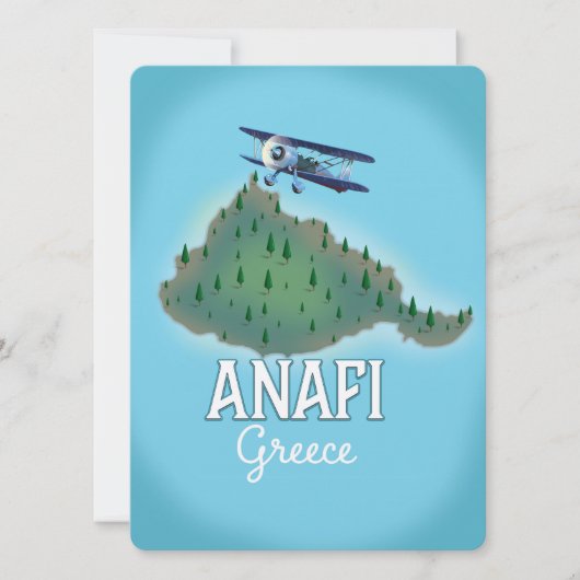 Carte Affiche de voyage de l'île d'Anafi Grèce. (Devant)