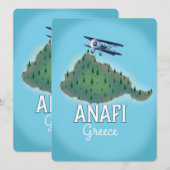 Carte Affiche de voyage de l'île d'Anafi Grèce. (Devant / Derrière)
