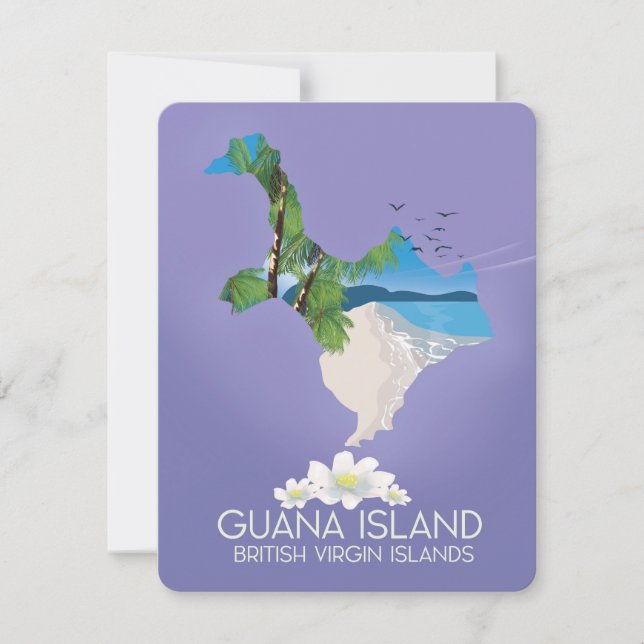Carte Affiche de voyage de l'île Guana Îles Vierges brit (Devant)