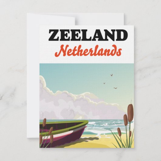 Carte affiche de voyage de plage Zeeland Pays-Bas (Dos)