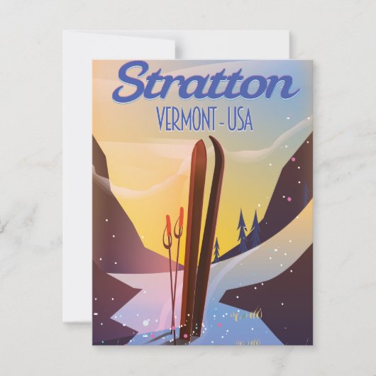 Carte Affiche de voyage de ski à Stratton Vermont (Devant)
