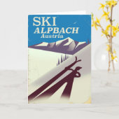 Carte Affiche de voyage de ski autrichien Alpbach (Fleur jaune)