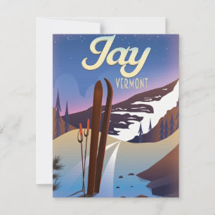 Carte Affiche de voyage de ski Jay Vermont USA.