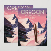 Carte Affiche de voyage de ski Mt.Bachelor Oregon (Devant / Derrière)