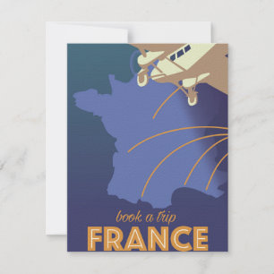 Carte Affiche de voyage de style vintage France