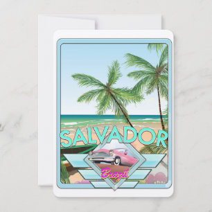 Carte Affiche de voyage de style vintage Salvador Brésil